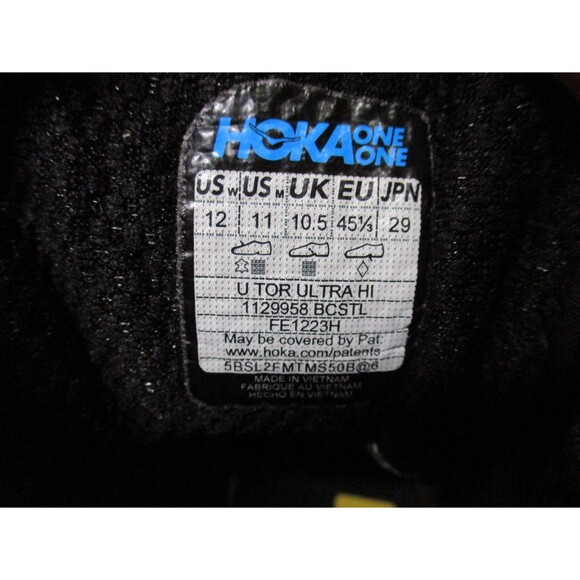 Hoka One One Mens Tor Ultra Hi Hiking Boots Black Gore Tex 1129958 BCSTL Size 11 main image 5